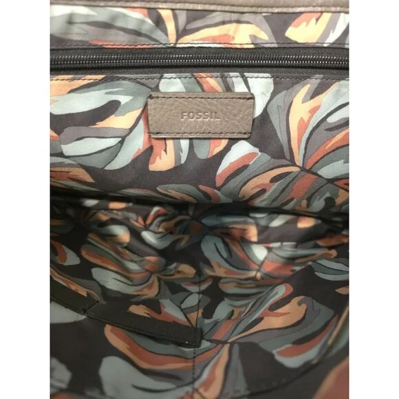 FOSSIL GREENVILLE Gray Leather Travel Courier Messenger Bag - Picture 9 of 11